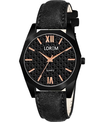 Lorem Black Leather Analog Womens Watch