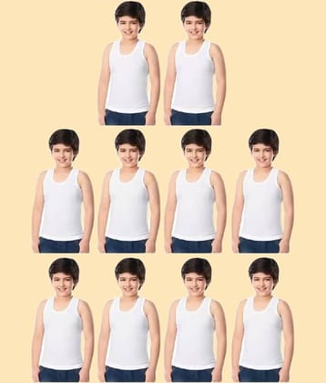 INNERO Pack of 10 Boys Cotton Vest ( White )