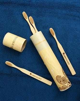 Bamboo Toothbrush With Plant Based Bristles Pack of 4