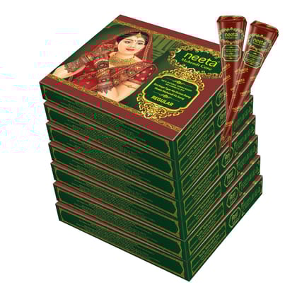 Neeta Mehendi Cones for Hand Desgning & Wedding, Bridal Mehandi Cone Reddish Brown Color 12 Pcs in 1 Box (Pack of 7)