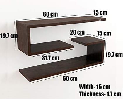 DAS Wall Mount Multipurpose Living Room Wall Shelf/Display Rack Wenge- Sophie