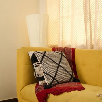 Cross Design Cotton Cushion with Filler  | Stylish & Comfortable Pillow for Home Decor (Set Of 2)