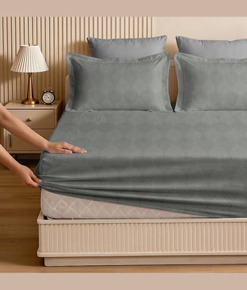 Apala Microfibre 1 King Fitted Bedsheet with 2 Pillow Covers ( 198 cm x 182 cm ) , Gray