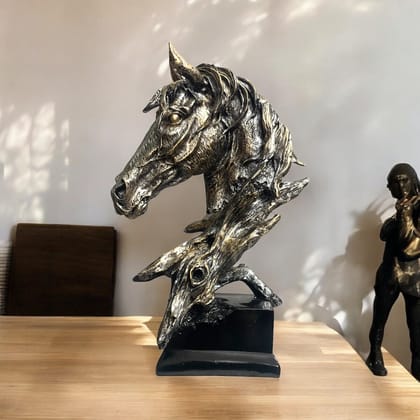 cutNcurve Horse Face Sculpture – Antique Copper Finish | Aesthetic Vastu & Feng Shui Decor Piece | Home Office Decoration and Gifting-Poly Resin