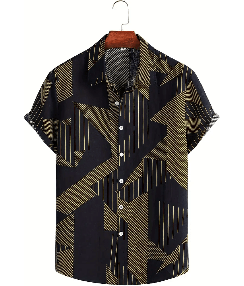 BEAUE Poly Cotton Regular Fit Printed Half Sleeves Men's Casual Shirt - Black ( Pack of 1 )