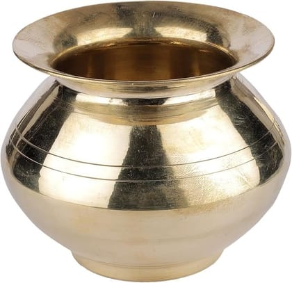 Aatm Pure Brass Lota - Handcrafted Traditional Kalash, 5 x 5 Inch - Brass Puja Pot for Temple Rituals, Festivals, Water and Daily Use