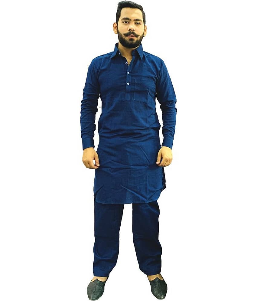 Preen Black Cotton Pathani Suit Single Pack