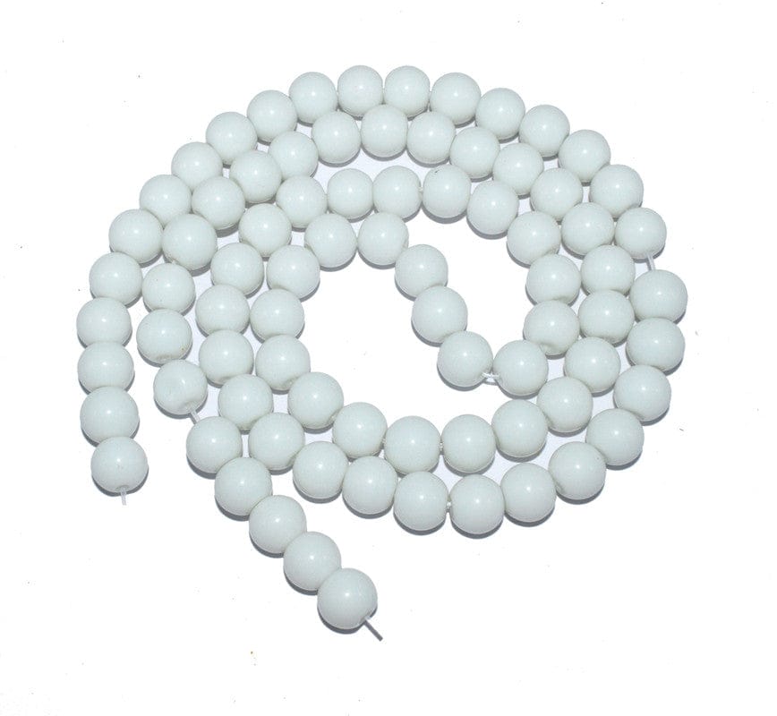 White Round Painted Glass Beads For Jewelry Making , (10 MM) ,BWGB-232-1 String in 80 Pieces / 10 MM