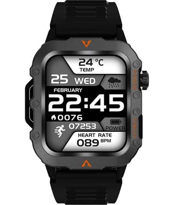 SKYRISE Sports Edition Smartwatch | Heart Rate | Steps | Wireless Charging Smartwatch (Black Strap, 1.73 Inch Big Sunlight Proof Display)