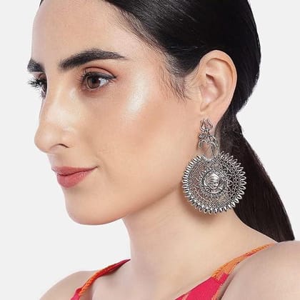 Set Of 2 Silver Plated Oxidised Classic Drop Earrings
