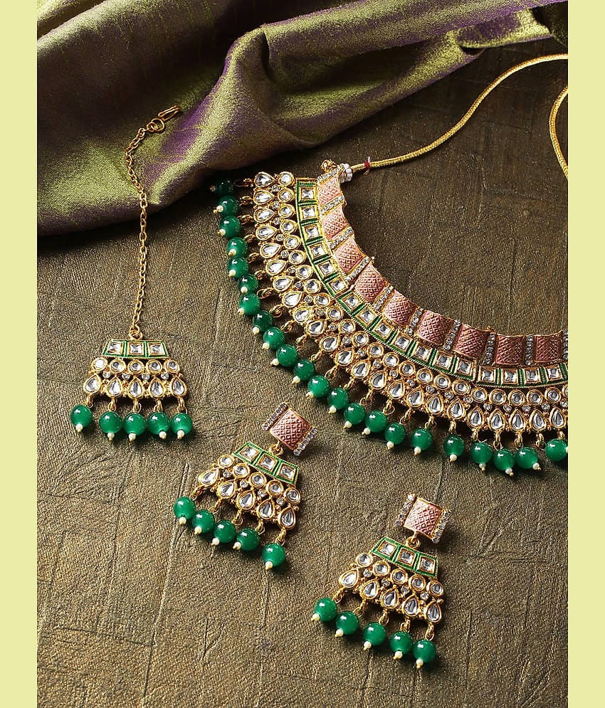 Priyaasi - Multicolor Brass Necklace Set ( Pack of 1 )