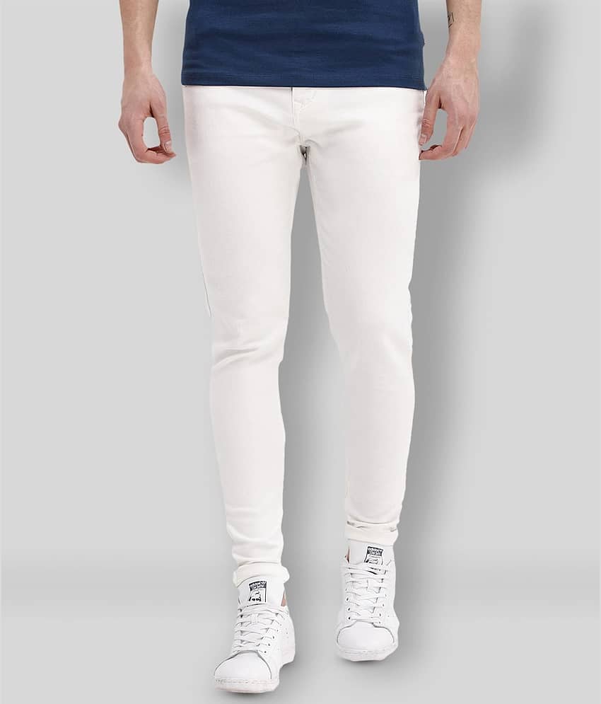 HALOGEN - White Cotton Blend Slim Fit Men's Jeans ( Pack of 1 )