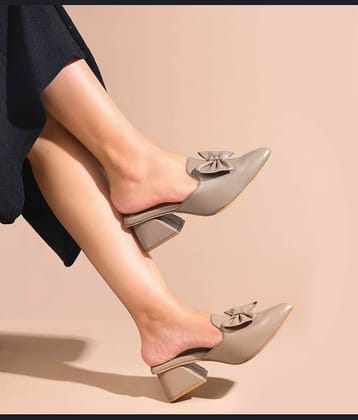 JM Looks Beige Women's Mules Heels