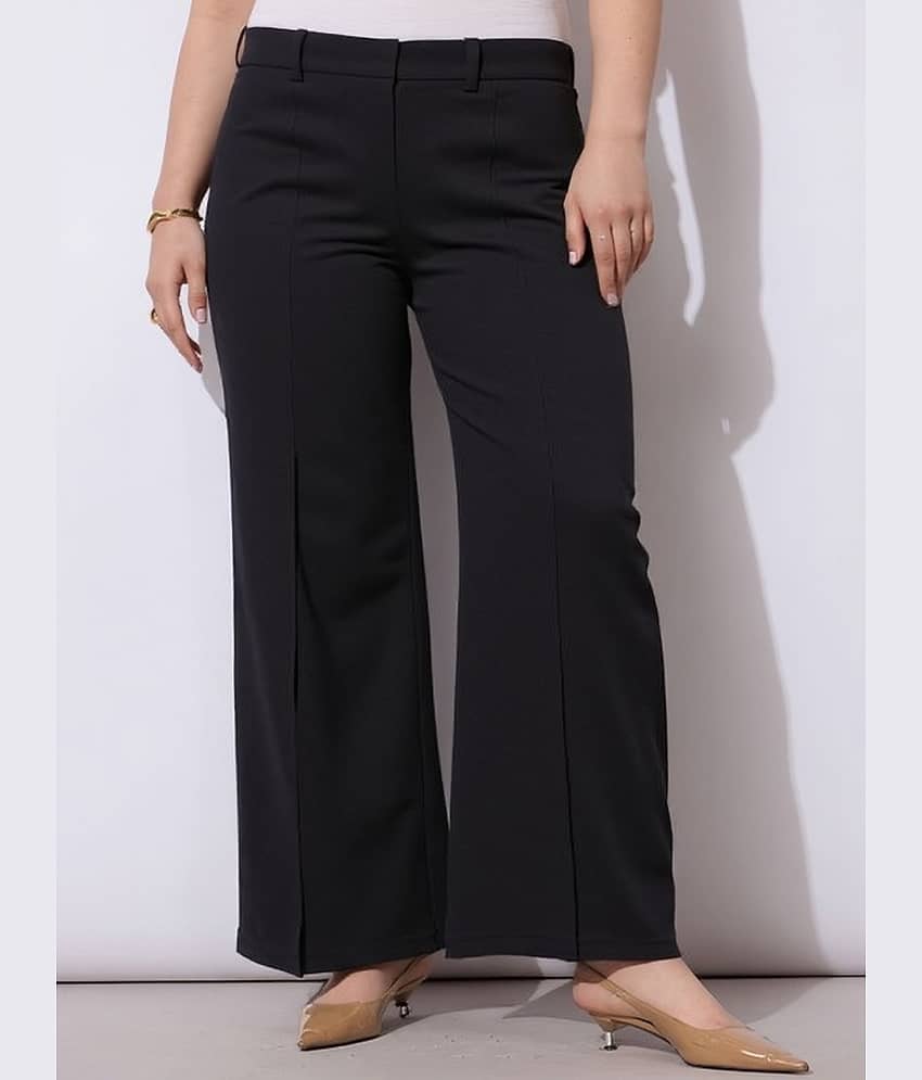 PLUS PARADISE Women Lycra Casual Trousers ( Black )