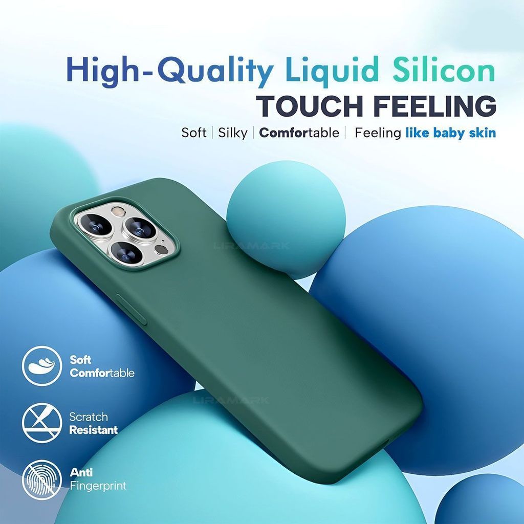LIRAMARK Liquid Silicone Soft Back Cover Case for iPhone 15 Pro Max (6.7 inch)