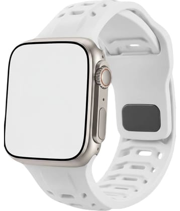 Lorenz Soft Silicone Waterproof Smartwatch Strap for watch| Replacement Sports Band (Compatible with 42/44/45/49mm)– White