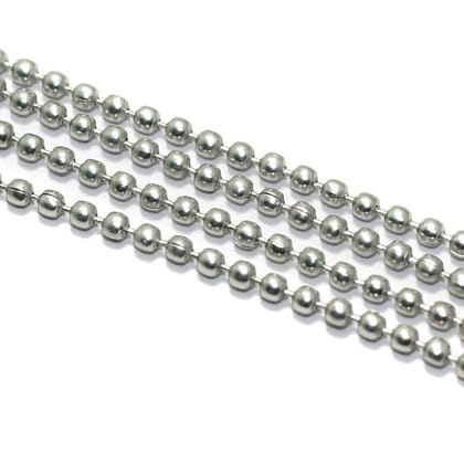 5 Mtrs, 2mm Aluminium Ball Chain Silver-Silver / 2mm / Aluminium