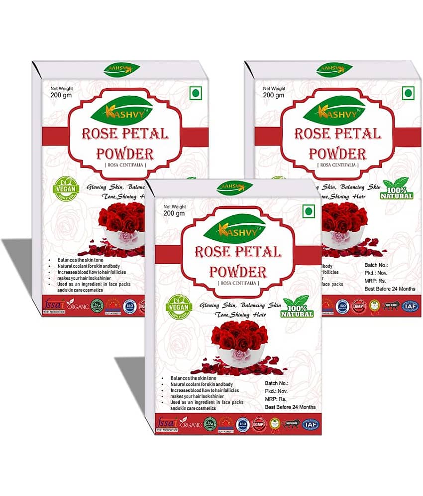 Kashvy Rose Petal Powder 600 Gm Pack of 3