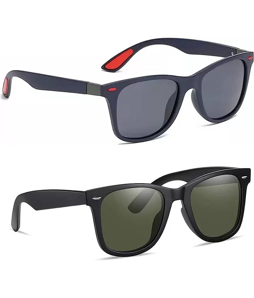 Elligator Multicolor Rectangular Sunglasses ( Pack of 2 )