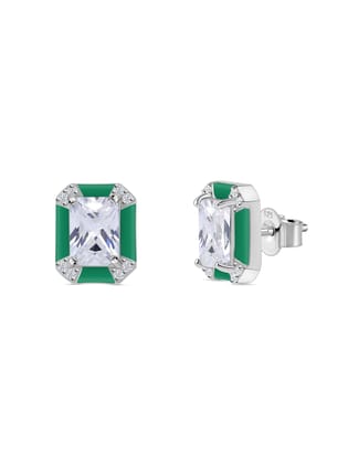 Vintage Green Enamelled Earrings