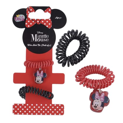 Li'l Diva Minnie Mouse Pack of 2 Red and Black Wire Bands For Girls 3 Years and Above