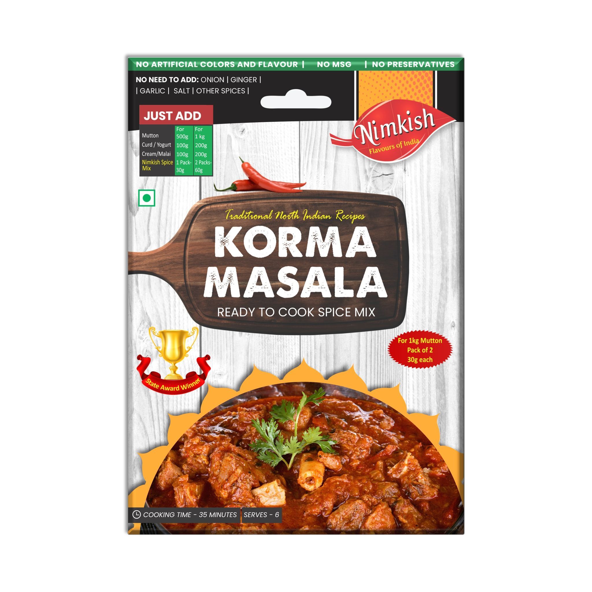 Nimkish Korma Masala Ready to Cook Spice Mix | 60g | Onion Ginger Garlic Already in Mix | Himalayan Recipe