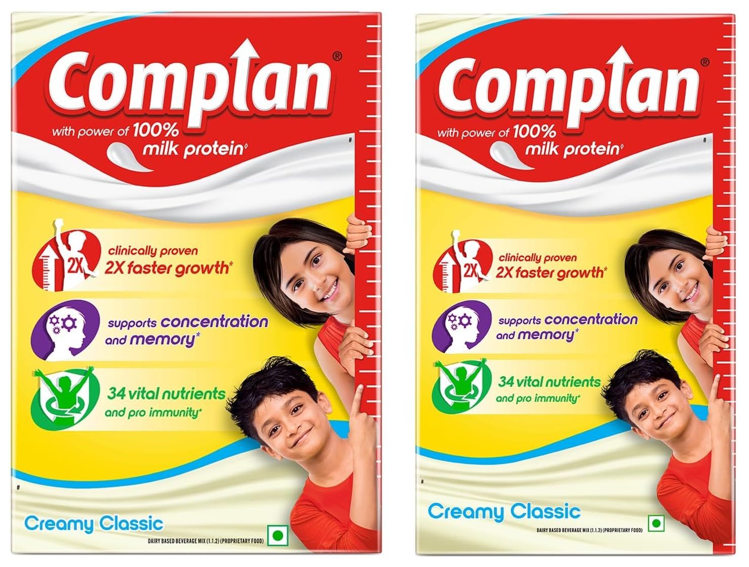 Complan Nutrition Drink Powder for Children, Creamy Classic Flavour, 400 gm pouch | Nutrition drink for kids with protein & 34 vital nutrients