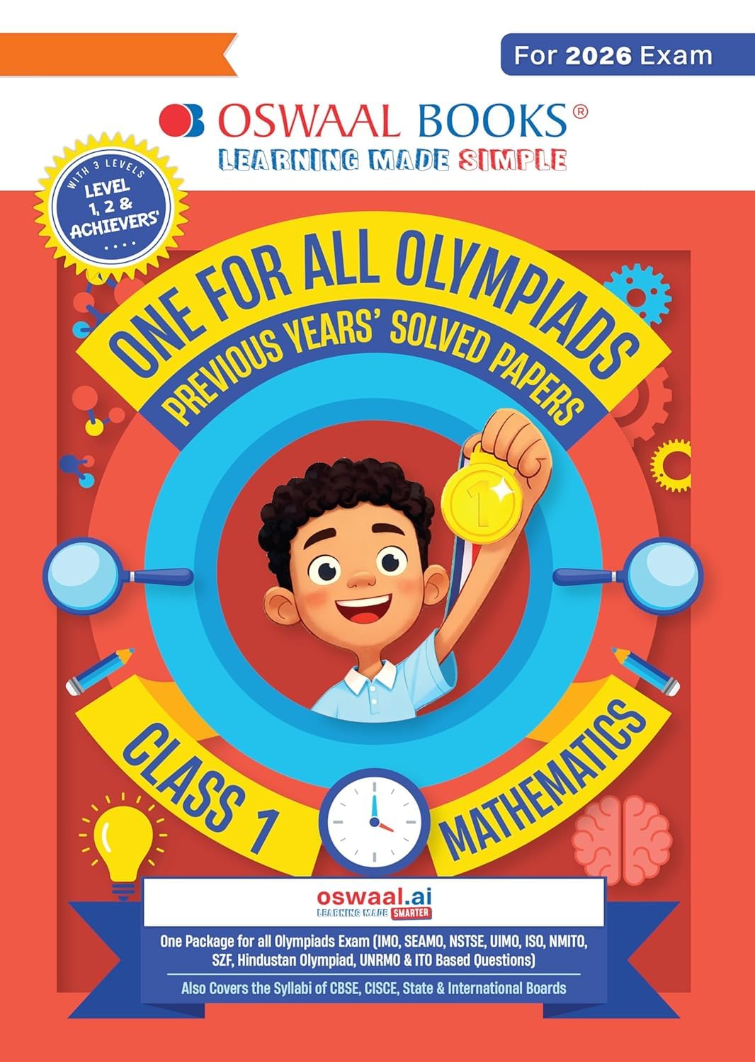Oswaal One For All Olympiads Previous year paper solved paper Mathematics Class 1 with Complete Olympiads Exams With full papers exam