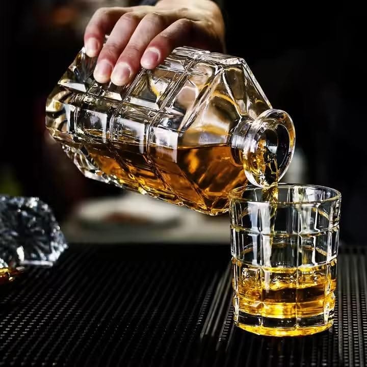 Decanter with Glass Set| 6 pc Whiskey Glasses and 1 Decanter| Perfect for Scotch, Bourbon, Wine, Vodka, Cocktail, Tequila, Rum | Best Gift for Party