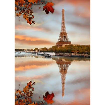 Pitaara Box Eiffel Tower Paris France D3 Canvas Painting Synthetic Frame-MDF Mount Frame / 12inch x 16.7inch (30.5cms x 42.4cms)
