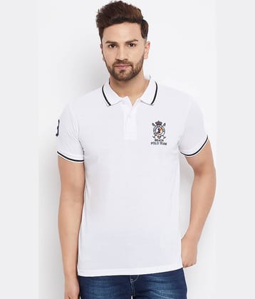 The Million Club Pack of 1 Cotton Blend Regular Fit Embroidered Half Sleeves Men's Polo T Shirt ( White )