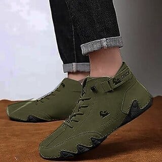 Fashlook Mens Green Lace-up Closure Casual Sneakers