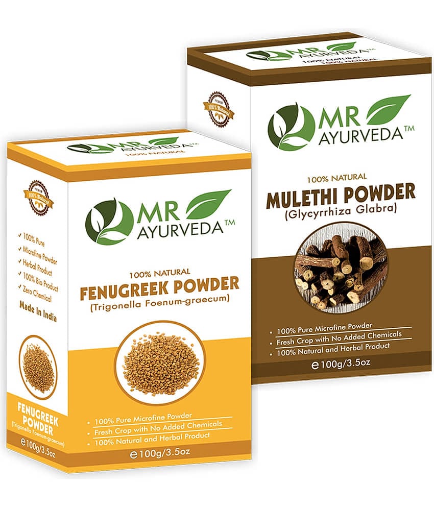 MR Ayurveda 100% Pure Fenugreek Powder and Mulethi  Powder Hair Scalp Treatment 200 g Pack of 2