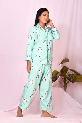 Penguin Cotton Nightwear Set Green M