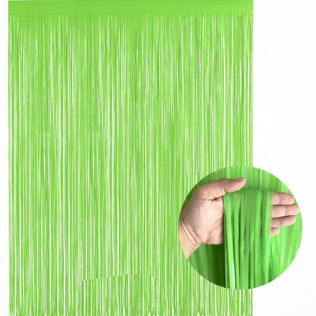 Neon Green Foil Curtain for Wall Decor - 7FT X 3FT - 1PC - Party and Festive Needs | Buy online on ZillyBuy