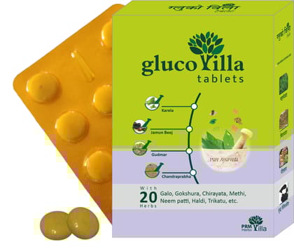 PRM GLUCO VILLA Ayurvedic Tablet, Helpful for regulate glucose level 30 tab(Pack of 2)