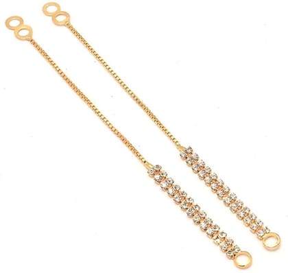 Double Ladi Stone Kaan Chain Clip-On Earring Alloy Ear Brass Ear Thread