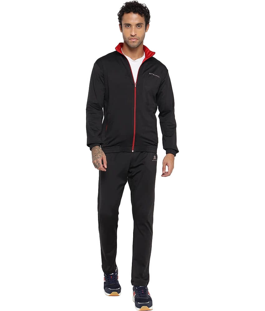 OFF LIMITS Black Polyester Regular Fit Solid Men's Sports Tracksuit ( Pack of 1 )