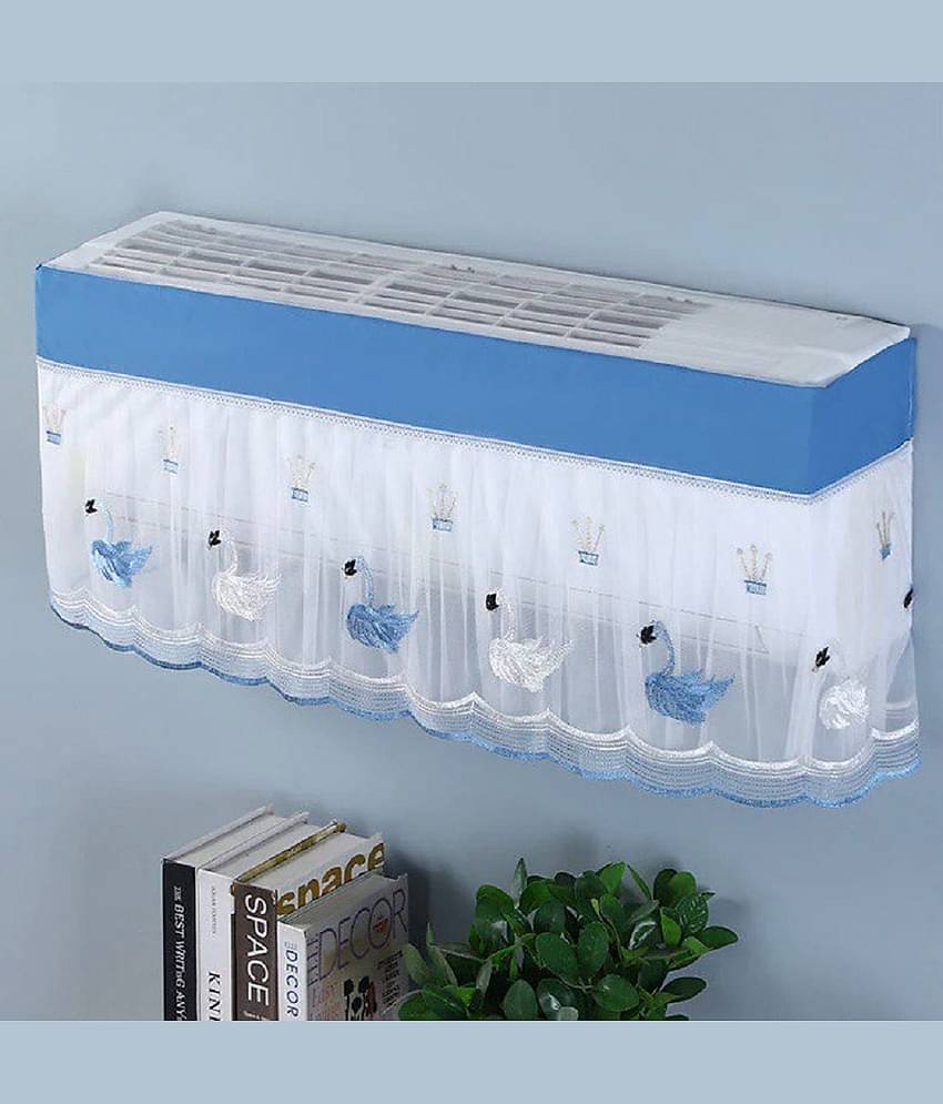 Sahaj Creation Single Poly-Cotton Blue AC Cover for 1.5 Ton Split AC