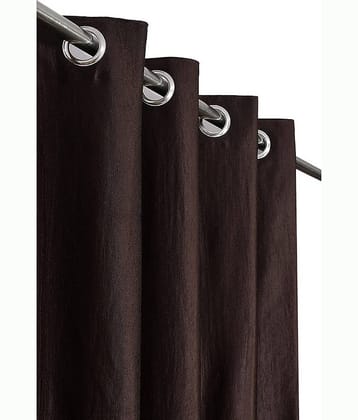 Kraftiq Homes Solid Semi-Transparent Eyelet Curtain 9 ft ( Pack of 1 ) - Brown