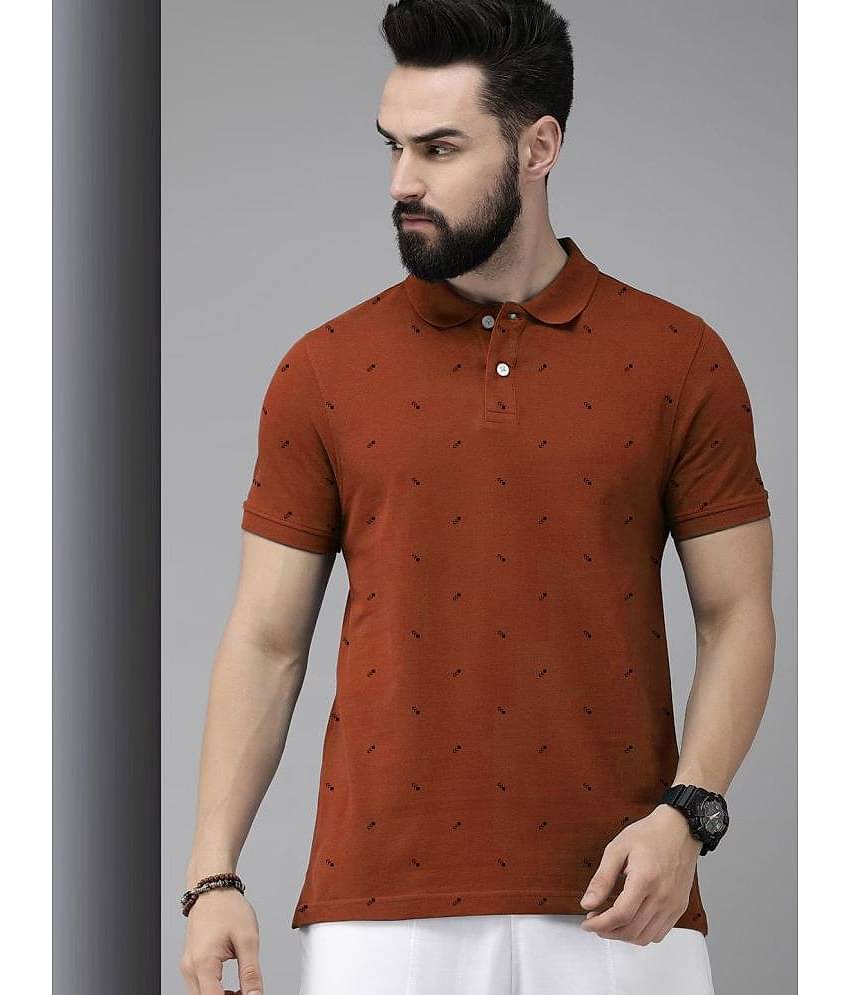 Merriment Pack of 1 Cotton Blend Regular Fit Printed Half Sleeves Men's Polo T Shirt ( Black )