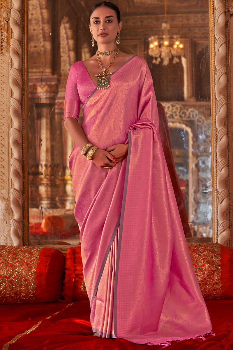 Tulip Pink Kanjivaram Saree