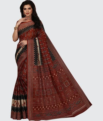 SHANVIKA Cotton Printed Saree With Unstitched Blouse Piece ( Red )