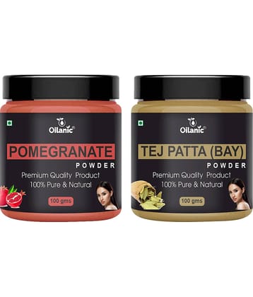 Oilanic 100% Pure Pomegranate Powder & Tej Patta For Skincare Hair Mask 200 g Pack of 2