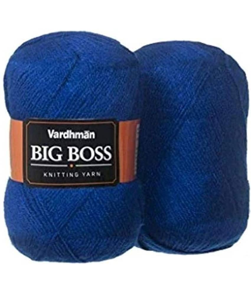 Vardhman YARN Big boss Wool Hand Knitting Soft Fingering Hank 800gm Royal Blue Shade no-7