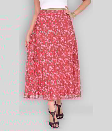 NUEVOSDAMAS - Red Georgette Women's Flared Skirt ( Pack of 1 )