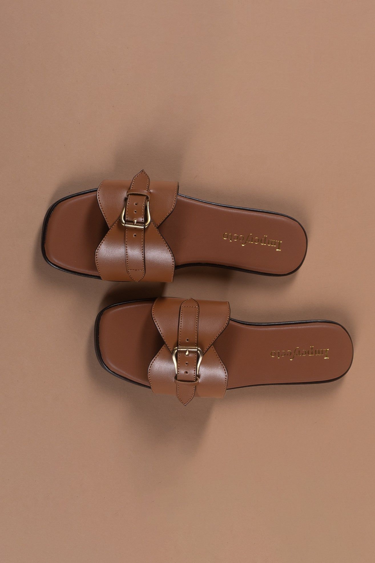 Tan Chic Buckle Sandals-38