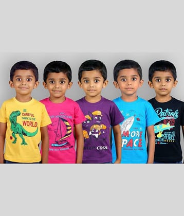 JILZ Pack of 5 Baby Boys Cotton T-Shirt ( Multi )