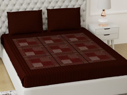 3001-Hometrade India-Standard King Size (90*108 Inches)-Buy Pure Cotton Jaipuri Printed Flat King Size Double Bedsheet With 2 Matching Pillow Cover