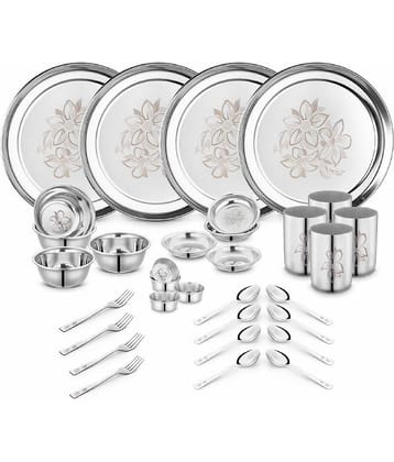 Classic Essentials - Glory-32 Silver Stainless Steel Dinner Set ( Pack of 32 )